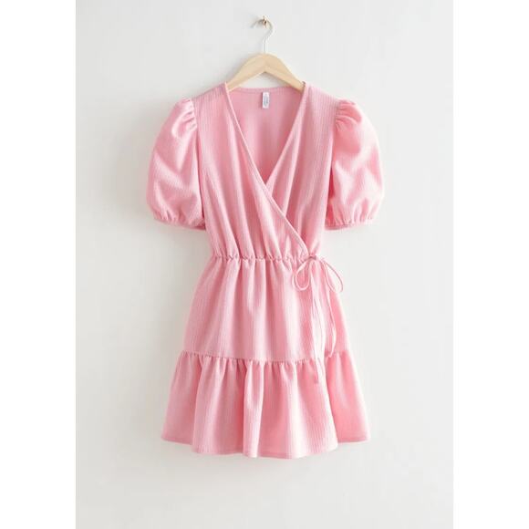 & Other Stories Wrap Mini Dress in Pink - Picture 2 of 11